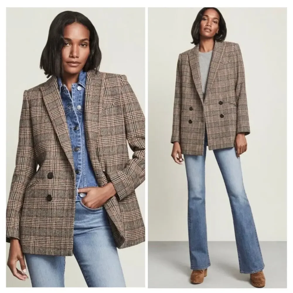 Veronica Beard Oria Dickey Blazer Checkered Plaid Jacket Wool Coat Size 6 - Picture 14 of 15